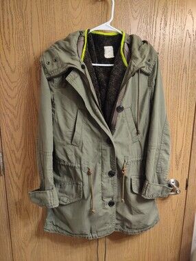 GAP Olive Green Hooded Utility Parka Jacket - Women